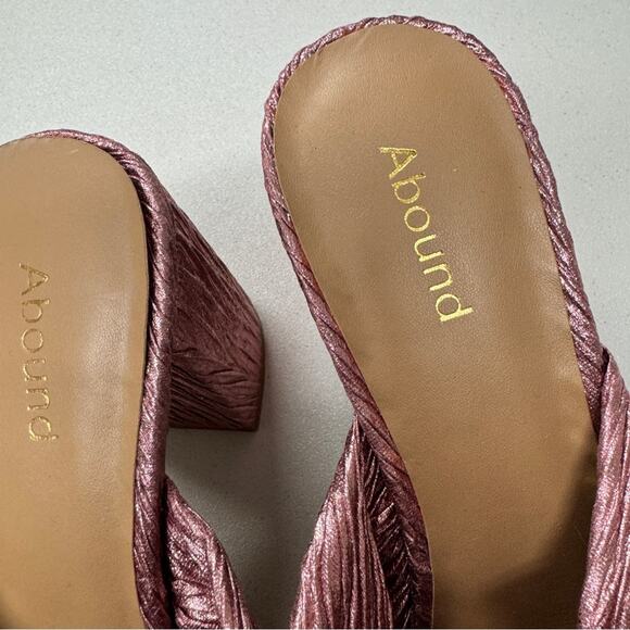 Abound Pink Glitter Fabric Chunky Heel Mule Womens 8 Bow Coquette Girly Peep Toe - Picture 4 of 10